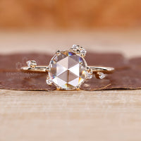 Cluster diamond ring with 6 prong setting.