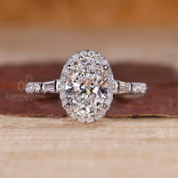 Pave setting ring in white gold engagement ring.