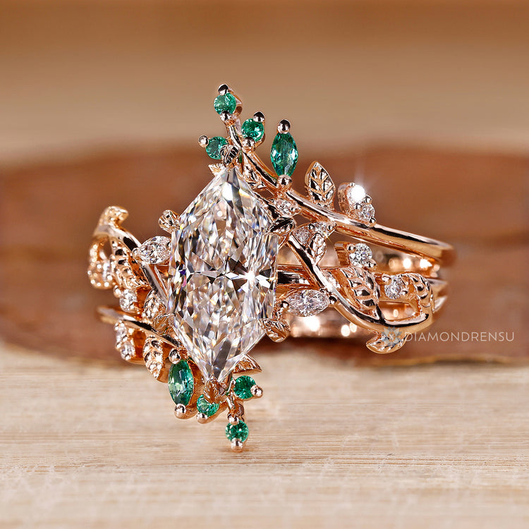 Marquise cut diamond ring vintage cluster design.