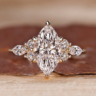 Marquise diamond ring with seven stone design.