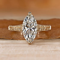 Marquise diamond ring with vintage solitaire design.