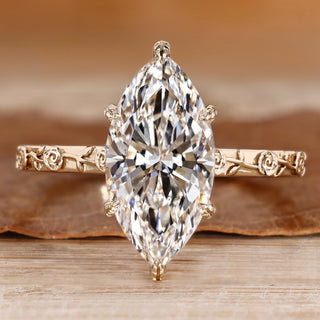Marquise diamond ring with solitaire setting.