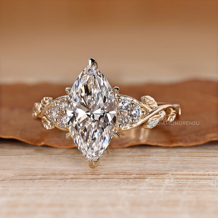 Marquise ring seven stone nature inspired style.