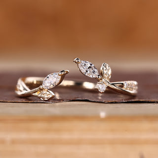 Marquise and round cut wedding band open gap.