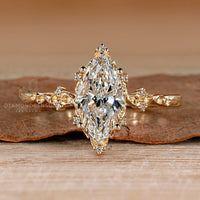 Marquise cut diamond ring nature inspired style.