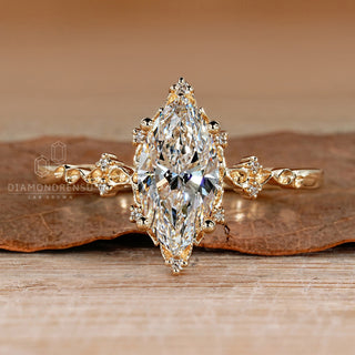 Marquise cut diamond ring nature inspired style.