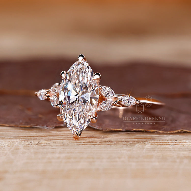 Seven stone marquise diamond ring knife edge shank.