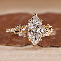Marquise diamond ring handmade pave round diamond.