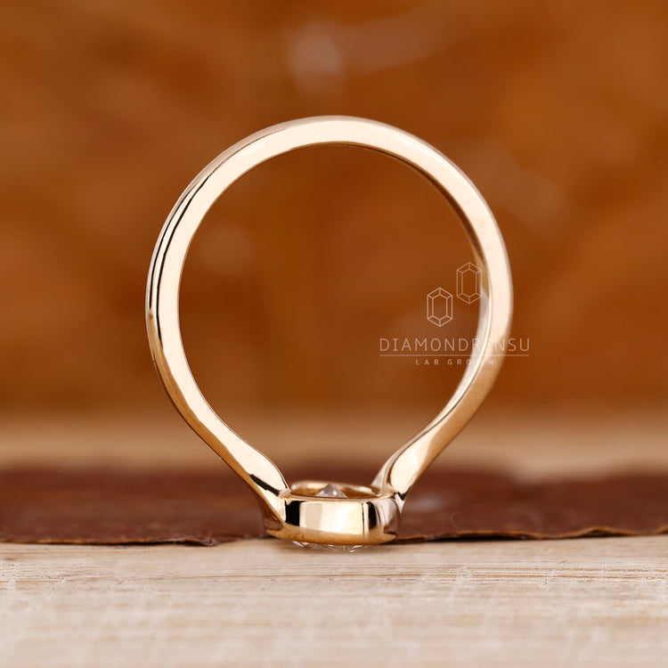 Marquise ring solitaire bezel setting handmade design.