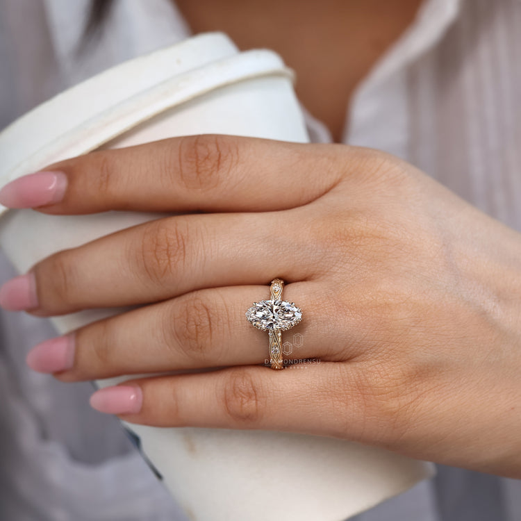 Marquise cut ring vintage art deco four claw prong.
