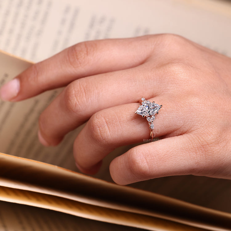 Marquise cut ring muse knife edge shank six claw.
