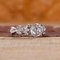 Marquise side stone ring twisted pave vintage style.