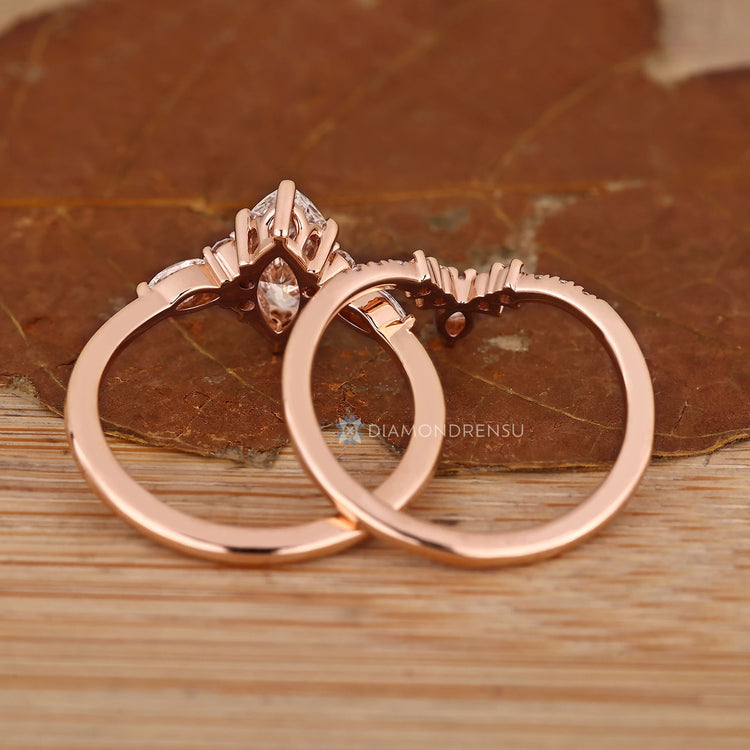 Marquise bridal ring with six claw prong setting.