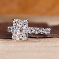 3.50 CT radiant cut lab diamond ring with hidden halo.