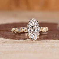 Lab grown marquise diamond ring vintage art deco.