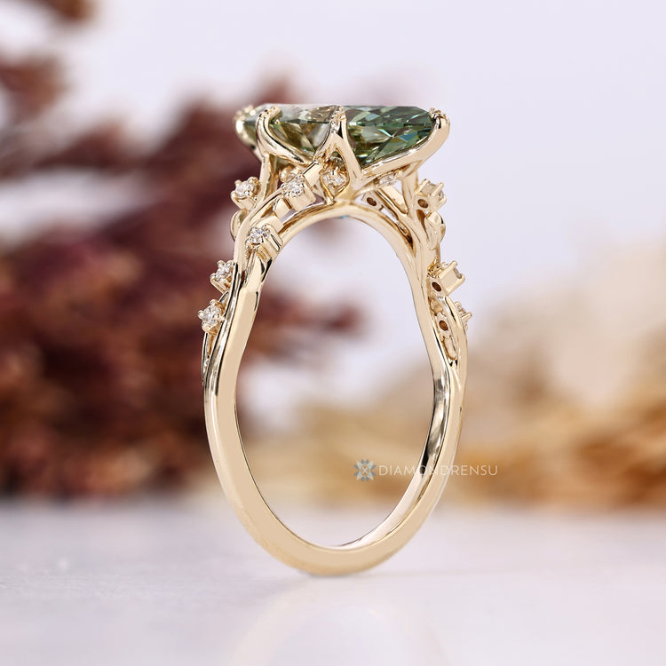 IGI certified lab grown marquise diamond ring.