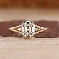 Cushion Old Mine Cut Ring bezel solitaire style.