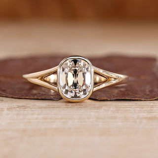 Cushion Old Mine Cut Ring bezel solitaire style.