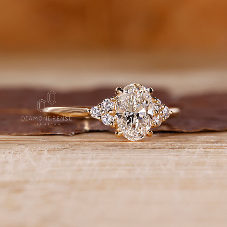 Seven stone oval diamond ring tapered shank style.
