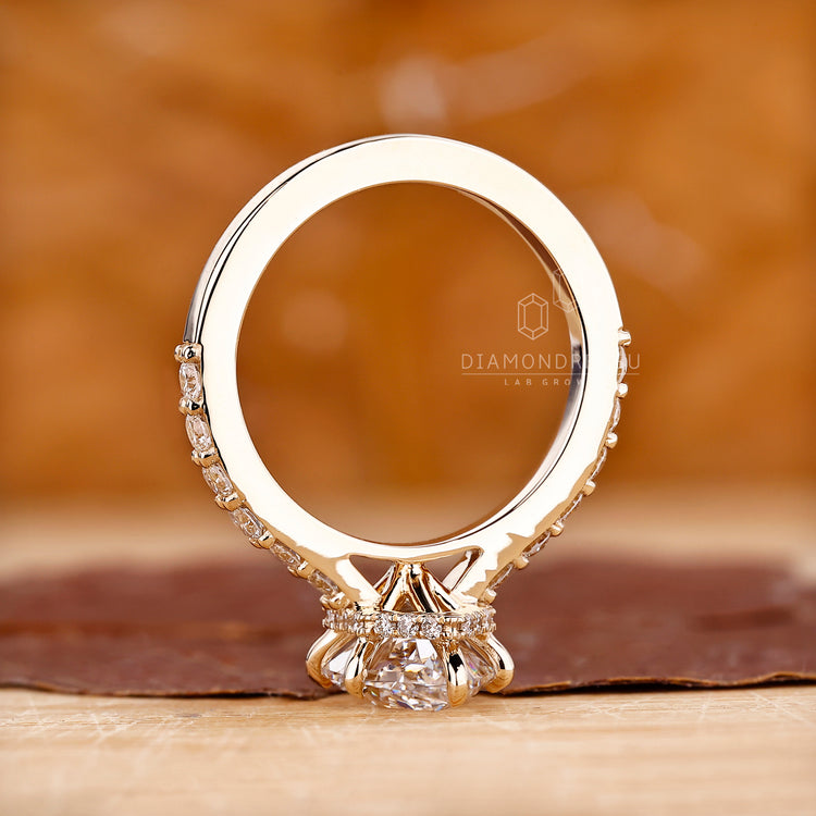 Lab Grown Diamond in pave setting ring.