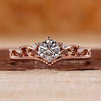 Milgrain Setting Ring with round cut lab grown diamond.