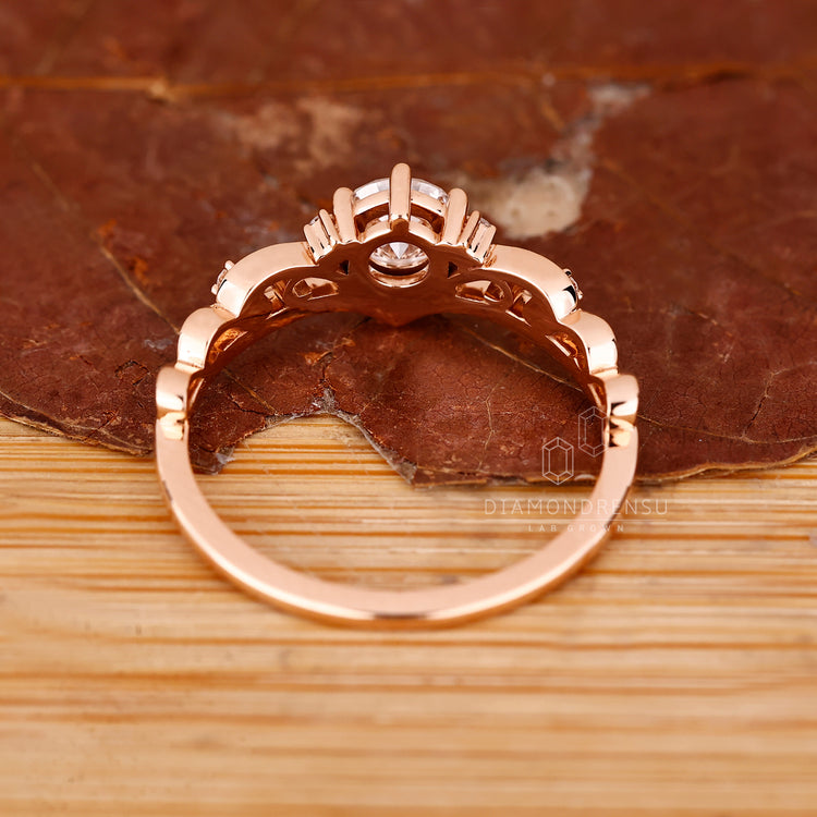 Custom Engagement Ring in vintage milgrain setting.
