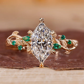 Nature inspired engagement ring with dutch marquise engagement ring.