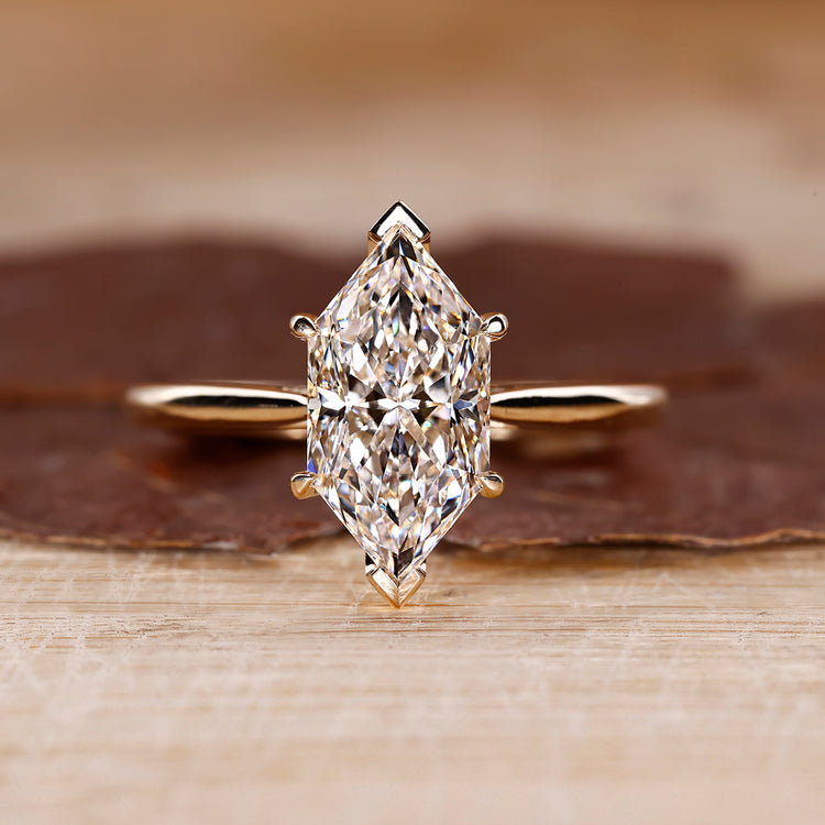 Hidden Halo Engagement Ring with Dutch marquise lab grown diamond.