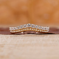 Milgrain wedding band with curvy wedding band design.