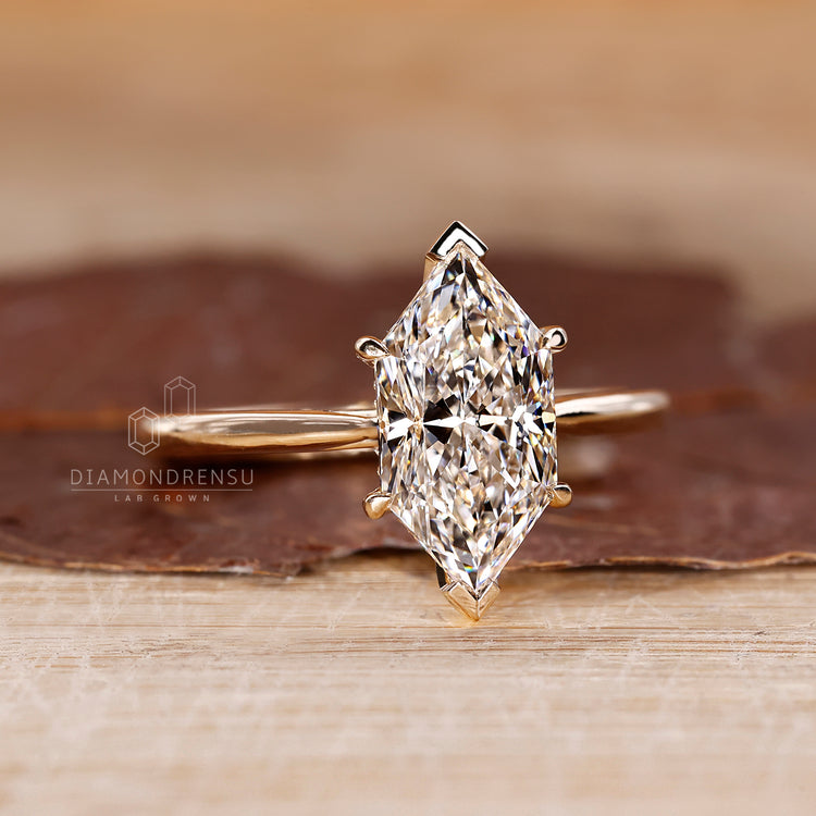 Dutch Marquise Diamond Ring in yellow gold euro shank band.