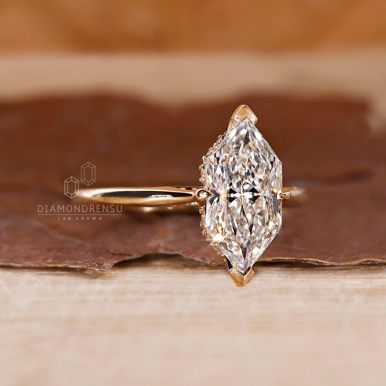 Dutch Marquise Lab-Grown Diamond Hidden Halo Solitaire Ring 1–3 CT