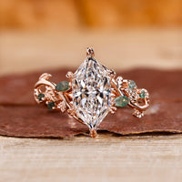 Rose gold diamond ring with Dutch marquise diamond ring.