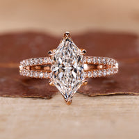 Dutch marquise engagement ring with split shank ring.