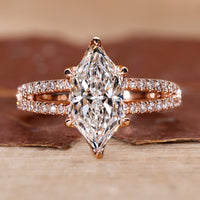 Dutch marquise engagement ring with split shank ring.