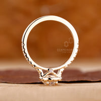 Cathedral Setting Ring with oval cut lab grown center.