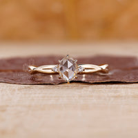 3 stone diamond ring fits oval rose cut engagement ring.