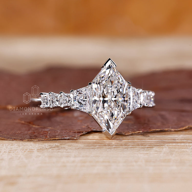 Pave Setting Ring with custom Dutch marquise center.