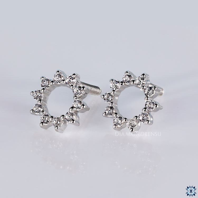 AUSM0241 Lab-Grown Diamond Sun Earrings - 18k White Gold