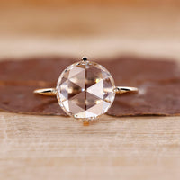 Round Rose Cut Diamond Ring with compass prong setting.