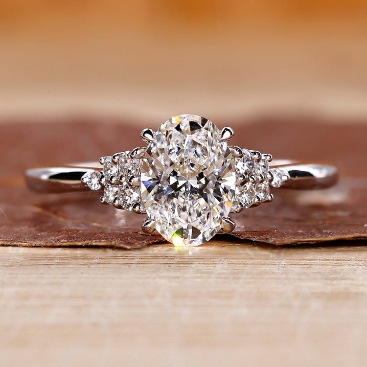 Oval Cut Engagement Ring with muse setting.