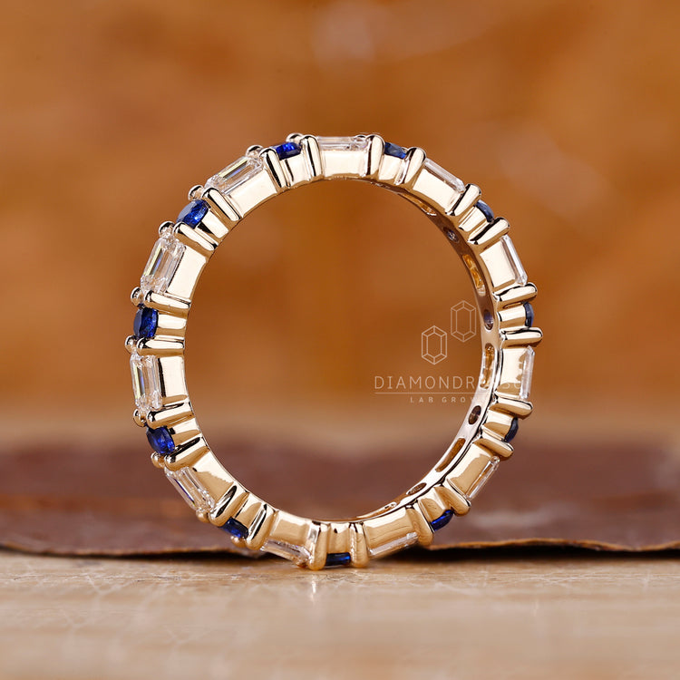 Full eternity wedding band with diamonds.