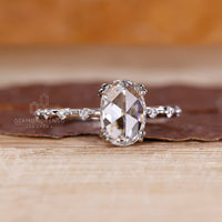 IGI certified oval rose cut diamond ring.