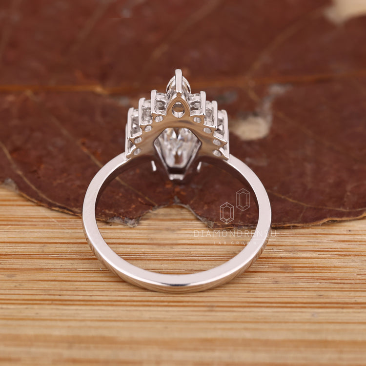 IGI certified coffin diamond ring four prong set.