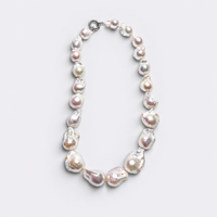 13.5-15.5mm White Baroque Freshwater Pearl Necklace 46cm - Sterling Silver