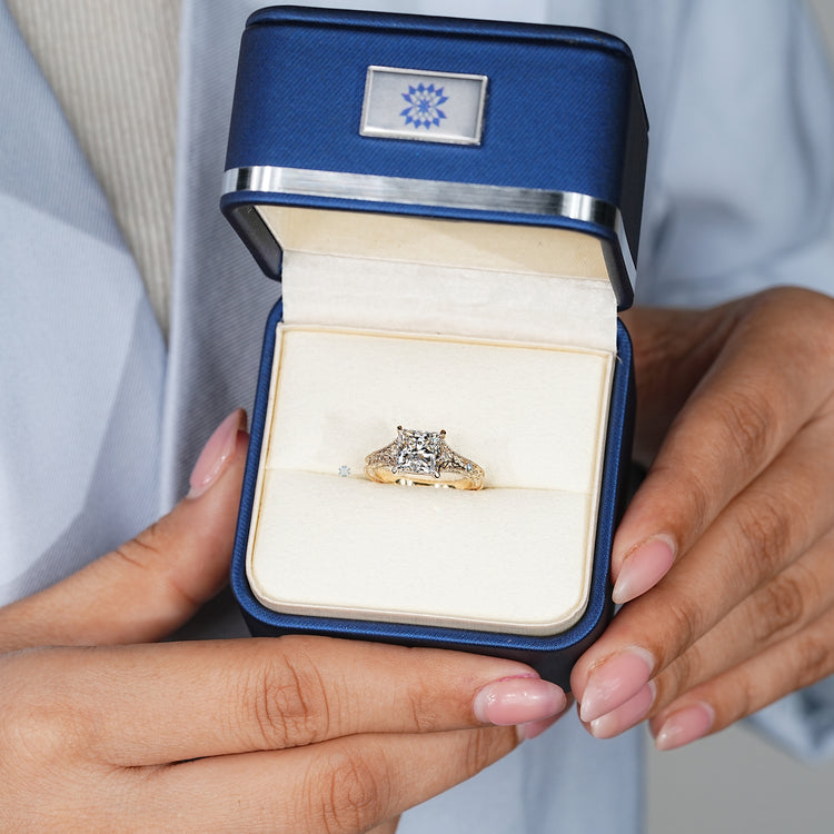Art Deco princess cut diamond engagement ring.