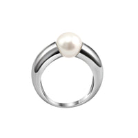 8.5-9mm white round freshwater pearl ring in sterling silver