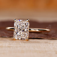 Diamondrensu AU handmade radiant cut diamond engagement ring.