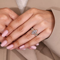 Lab grown marquise diamond ring pave round diamond.