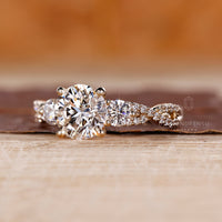 Round cut ring twisted shank four prong vintage style.