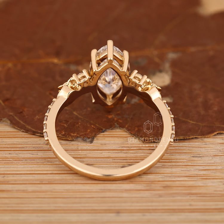 IGI certified marquise diamond ring pave round style.
